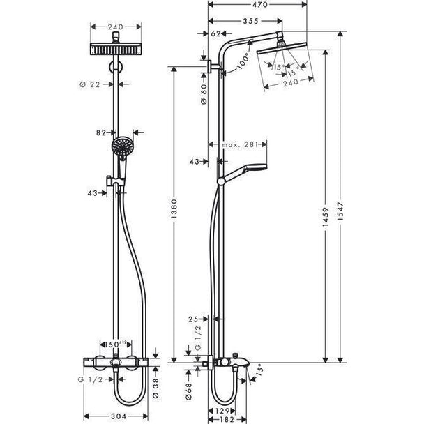 Hansgrohe Crometta E240 Termostatik