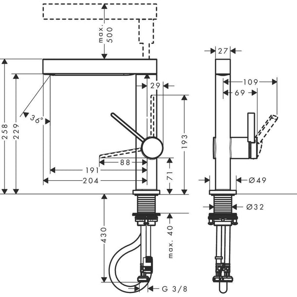 Teknik görsel hansgrohe lavabo bataryası