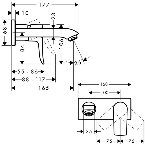 Hansgrohe Metris Ankastre Lavabo Bataryası 165 mm
