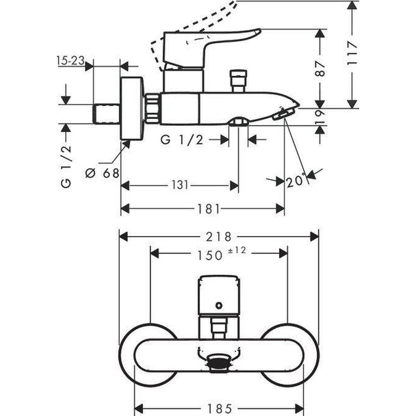Hansgrohe Metris Banyo Bataryası
