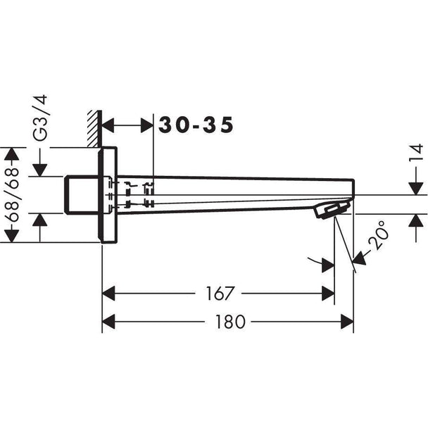 Hansgrohe Metropol Banyo Gagası 167 mm