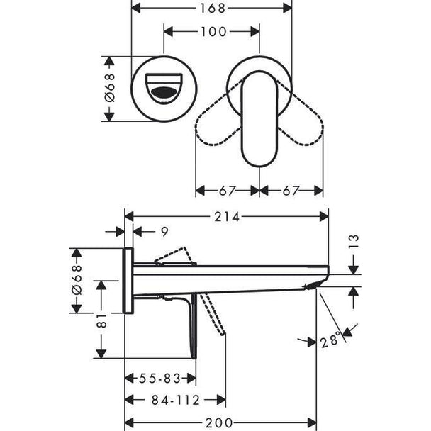 Hansgrohe Rebris S Ankastre Lavabo Bataryası 205 mm