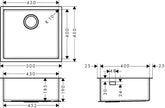Hansgrohe S719-U450 Tezgah Altı Çelik Eviye 450