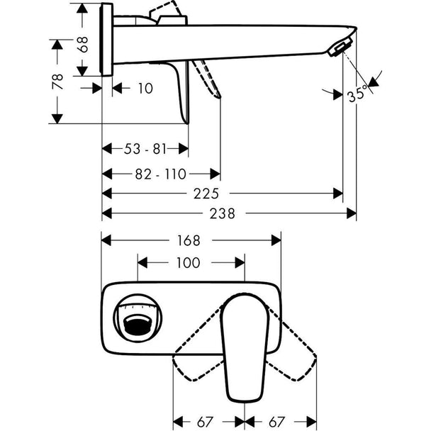 Hansgrohe Talis E Ankastre Lavabo Bataryası 225 mm