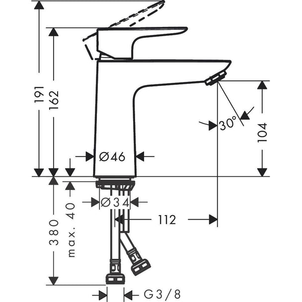 Hansgrohe Talis E Lavabo Bataryası 110  Kumandasız