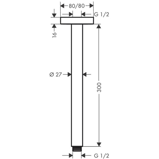 Hansgrohe Tavan Bağlantısı 300 mm
