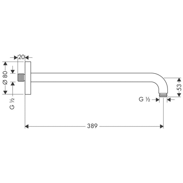 Hansgrohe Tepe Duş Dirseği 389 mm