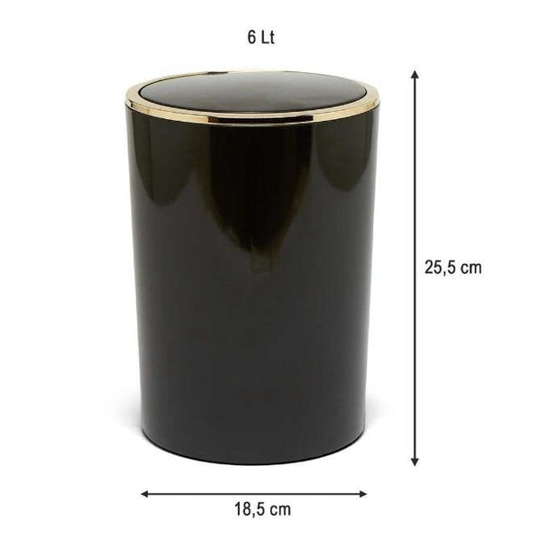 Primanova Lenox Çöp Kovası 6 lt Siyah Altın M-E35-06-A