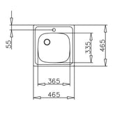 Teka E50 1B (46.5 X 46.5) Paslanmaz Çelik Eviye teknik Görsel