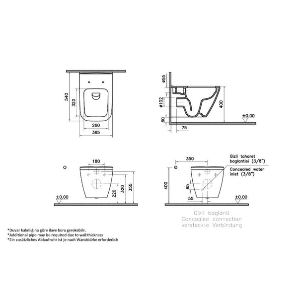Vitra Integra Square Rim-Ex Asma Klozet + Kapak